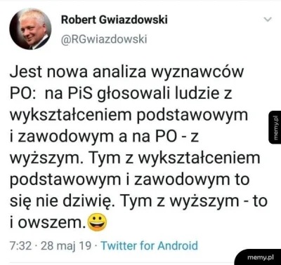 tr0llk0nt0 - > Osoby wykształcone nie głosują na PiS

@Pieron: ( ͡° ͜ʖ ͡°)