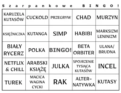 brednyk - Zrobiłem Bingo Szarpankowe. Nie wypada nie zagrać z każdym kolejnym odcinki...