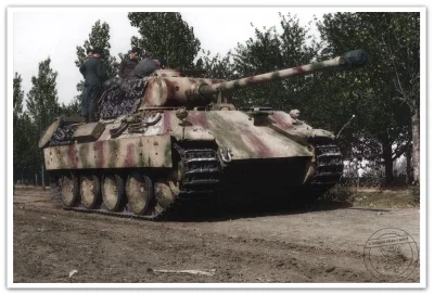 wojna - Niemiecki czołg Panzer V 'Pantera' Ausf.D z 23. Dywizji Pancernej, gdzieś na ...