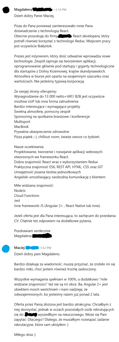 Humberd - Raz napisała do mnie rekruterka z firmy, w której wtedy pracowałem. ( ͡° ͜ʖ...