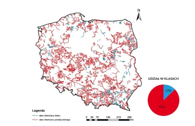 cieliczka - Klasyfikacja stanu chemicznego jcwp rzecznych w 2018 

czerwony - stan ...