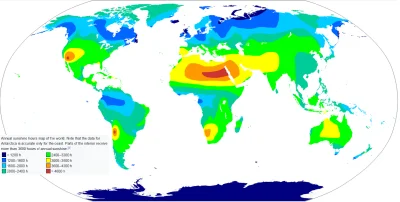 arturo1983 - Ilość godzin słonecznych w ciągu roku na Świecie 

#mapporn #mapy #pog...