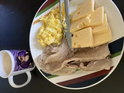 Wezownik - Dzisiejszy posiłek: 300g boczku, 125g żółtego sera, 3 małe jajka, kawa bul...