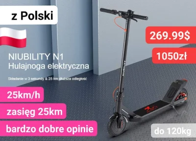 sebekss - Tylko 269,99$ (ok 1050zł) za hulajnogę elektryczną Niubility N1 z Polski❗
...