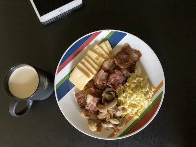 Wezownik - Dzisiejszy posiłek: 300g boczku, 110g żółtego sera, 3 małe jajka, kawa bul...