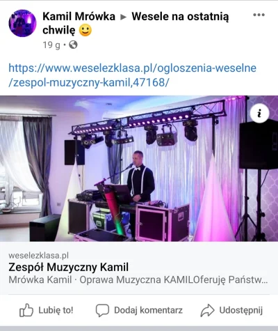Zuchwaly_Pstronk - #heheszki #kamil 

- Cześć jestem Kamil i mam zespół muzyczny
- O,...