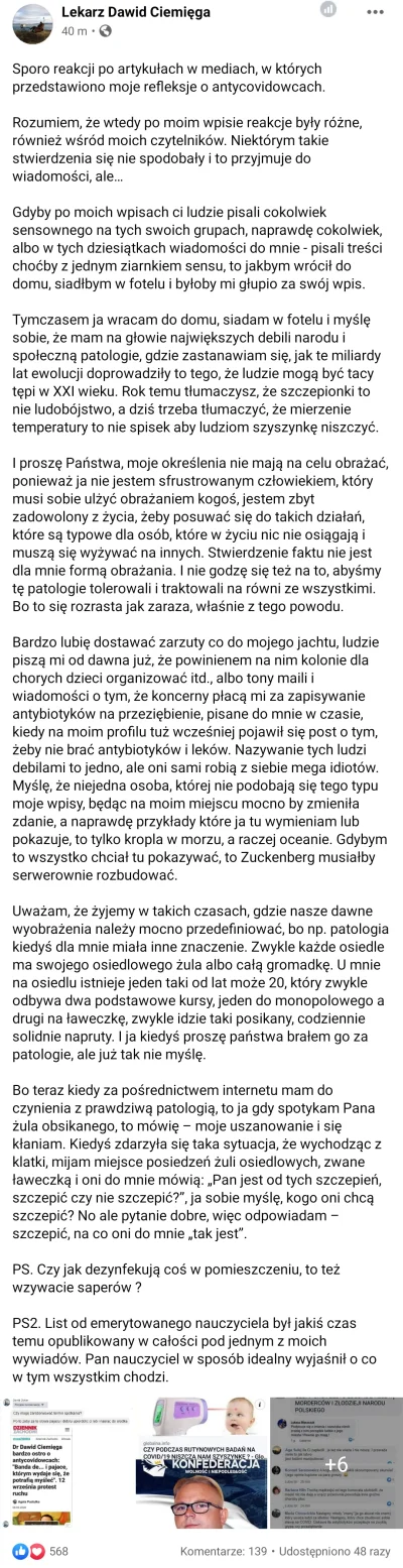 zagu - Wklejam reakcję p. Ciemięgi na ostatnie publikacje