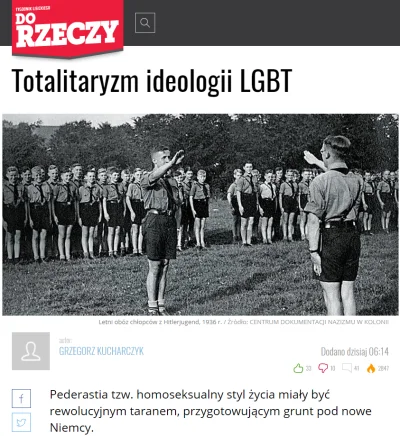 R187 - Do Rzeczy artykuł o tytule "Totalitaryzm ideologii LGBT" ilustruje zdjęciem Hi...