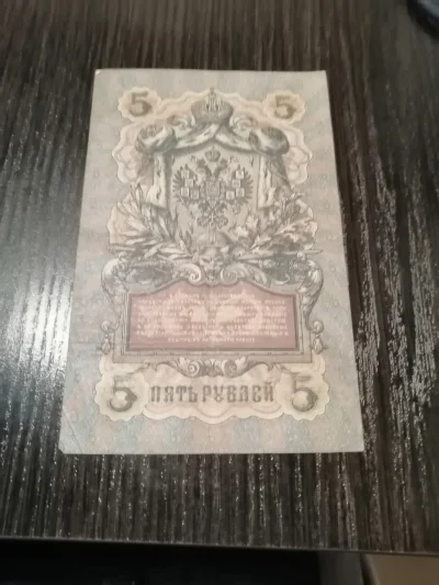 Kenpaczi - Codzienny stary banknot - 5 rubli, 1909 rok
#banknoty #starebanknoty #pie...