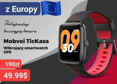 sebekss - Nowość ( ͡° ͜ʖ ͡°) smartwatch Mobvoi TicKasa z GPS tylko 49,99$ (190zł) z d...