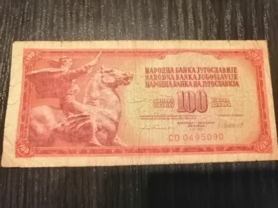 Kenpaczi - Codzienny stary banknot - 100 dinarów jugosłowiańskich, 1981 rok
#banknot...
