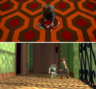 notdot - dywan w domu Sidów w "Toy Story" ma taki sam wzór jak dywan w "Lśnieniu"

...