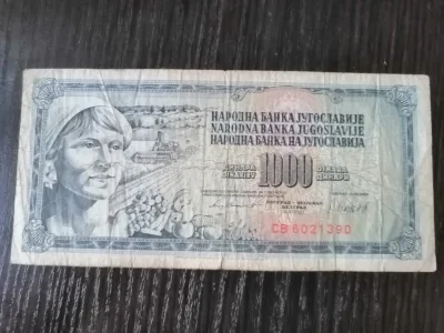 Kenpaczi - Codzienny stary banknot - 1000 dinarów jugosłowiańskich, 1981 rok

#bank...