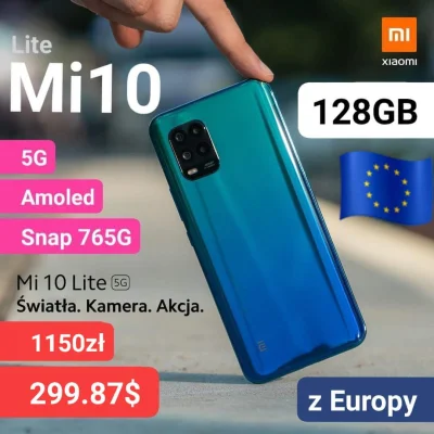 sebekss - Tylko 299,87$ (1150zł) za telefon Xiaomi Mi 10 Lite 6/128GB z Europy❗
➡️Sn...