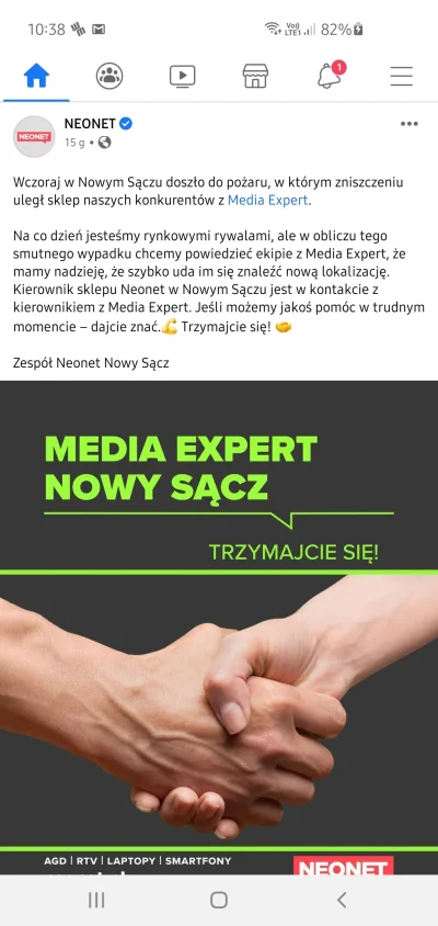 modnak - To się nazywa zdrowe podejście i szacunek do konkurencji.
#neonet #mediaexpe...