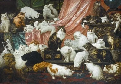 pome8_8 - Kochankowie mojej żony, Carl Kahler
#sztuka #malarstwo #koty #zwierzaczki