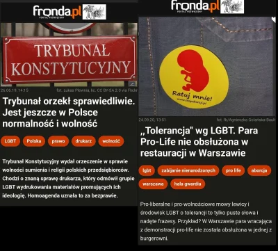 saakaszi - Po lewej stronie: Jest jeszcze w Polsce normalność i wolność
Po prawej st...