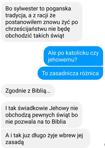 Mawak - Właśnie jedna osoba z naszej paczki, były świadek Jehowy, odmówiła wspólnego ...