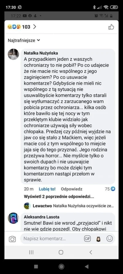 izkYT - @Steczny zaginął chłopak, wcześniej był w tym klubie. Została tam znaleziona ...