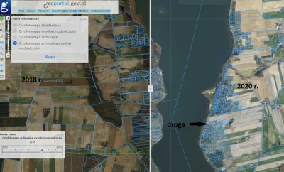S0VVA - Włączyłem panel porównawczy na geoportalu, woda w jeziorze jest i jest jej tr...