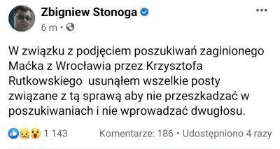 Canzone_ - Stonoga się obraził i pousuwał wszystkie posty dotyczące Maćka, bo rodzina...