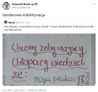 lkg1 - "Genderowa indoktrynacja" to wg Bosaka stwierdzenia m.in. że chłopak może płak...