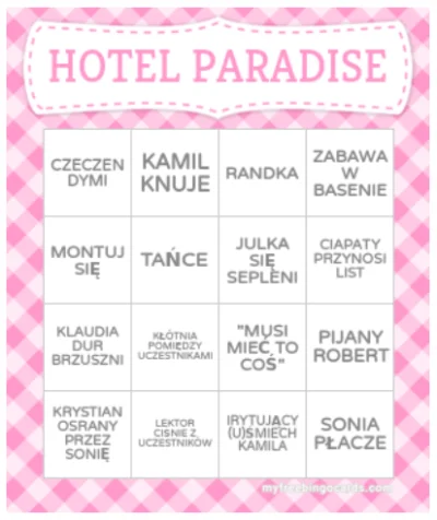 jatylkoporecepte - Miruny zaktualizowałem bingo.
#hotelparadise