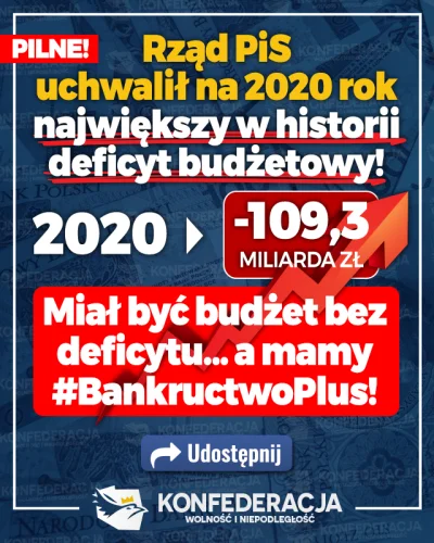 wojtasmks - Konfa pisze, że w 2020 r. deficyt będzie największy w historii ¯\\(ツ)\_/¯