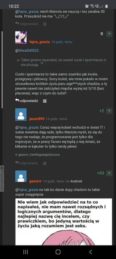 77023 - @77023: tu przykład jak różowe patrzą na spermiarzy