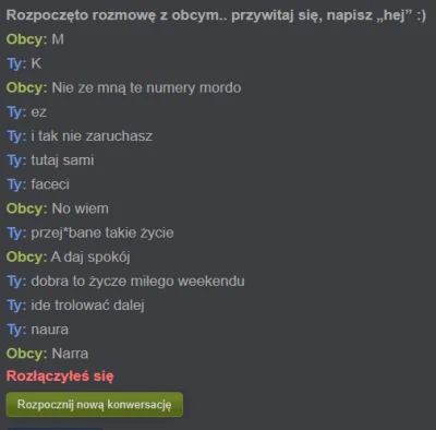 kasztelan_angielski - patrzcie jaką dzisiaj miałem konwersacje na 6obcym ( ͡° ͜ʖ ͡°)
...