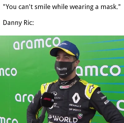 ZmutowanaFrytkownica - Nawet przez maskę widać uśmiech Daniela ( ͡° ͜ʖ ͡°)
#f1