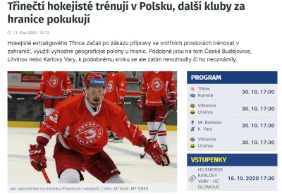 ajo48 - Ze względu na zakaz treningu w Czechach hokejowy zespół z Trzyńca będzie tren...