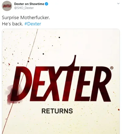 grzechoslaw - Dexter powraca z 9 sezonem (⌐ ͡■ ͜ʖ ͡■)

https://twitter.com/SHO_Dext...