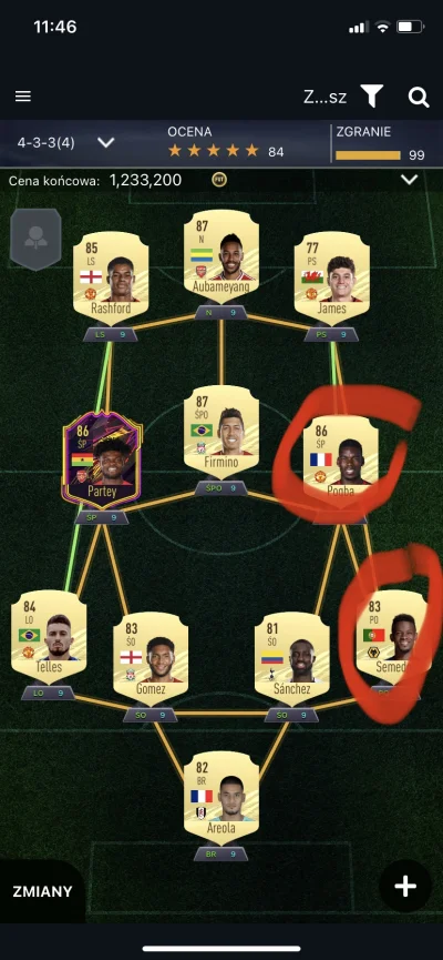 Cecztery - Zmieniać coś ? Gra się dobrze, niewymienni zaznaczeni #fut