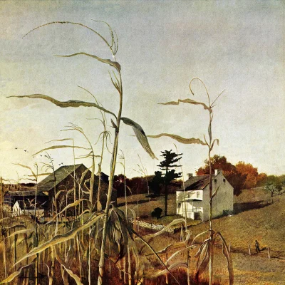 Hoverion - Andrew Wyeth 1917-2009 
Autumn Cornfield October, 1950
#malarstwo #sztuk...