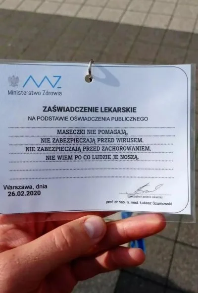 januszzczarnolasu - @Morritz: Po co nosić maseczki które według byłego ministra zdrow...