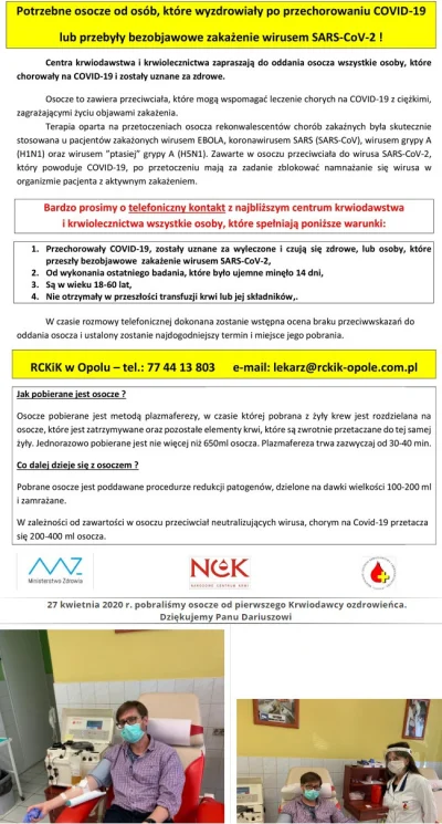 kotelnica - POTRZEBNE OSOCZE OZDROWIEŃCÓW
https://www.rckik-opole.com.pl/krwiodawstw...