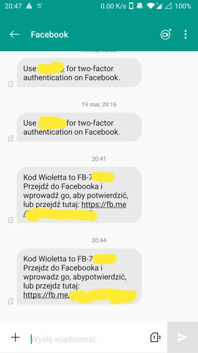 MickJagger - Wykop: co to za wiadomości "Kod Wioletta to FB-00000. Przejdz do Faceboo...