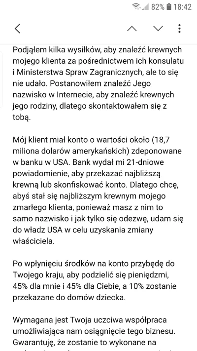 Kosmatywagonanimuszu - Sądziłem, że takie zarzutkowe meile o pomocy w transferze pien...