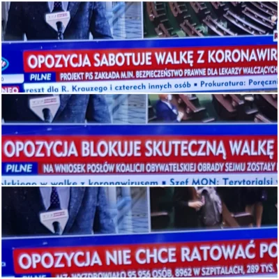 Thon - Polecam znalezisko:

 TVPIS: "OPOZYCJA SABOTUJE WALKĘ Z KORONAWIRUSEM"

htt...