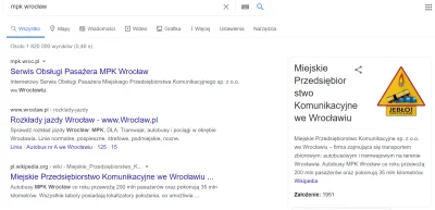 Snejku788 - Po wpisaniu "mpk wrocław" w google obok nazwy przedsiębiorstwa wyskakuje ...