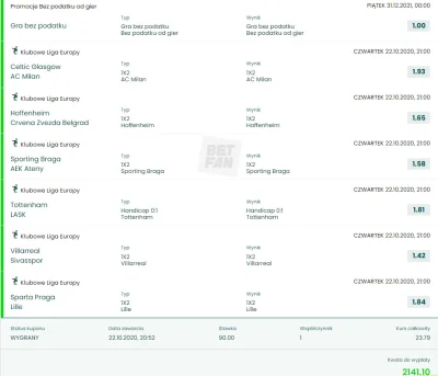 krzysiek944 - Chociaż tyle, ale jest niedosyt bo na 2 kuponie jakby CSKA wygrało to p...