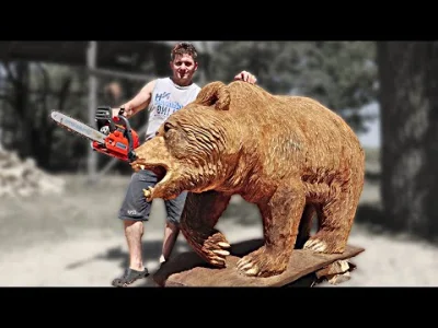 starnak - REAL SIZE WOODEN BEAR, amazing chainsaw wood carving