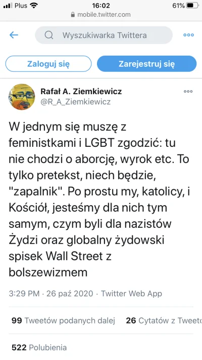 P.....a - To sztuka ale Ziemkiewicz przeszedł samego siebie. Przyrównał siebie i kole...