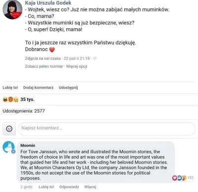 Kwasna_Ostryga - O fuck, oficjalny fanpage muminków skomentował post Kai Smrodek vel ...