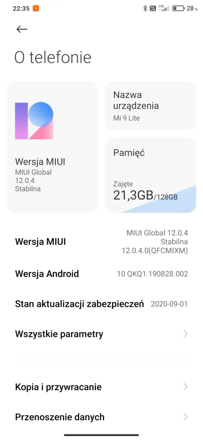 Z.....a - Dziś wleciał update 12.0.4.0 na #mi9lite z poprawkami zabezpieczeń na wrzes...