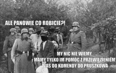 GienekMiecio - > P: My tylko przyjechaliśmy im pomóc.
 K: Ale z czym?! 
 P: Z przewie...