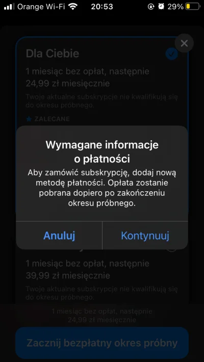 lubiemarchewki - Chcę skorzystać z okresu próbnego #apple One. Po potwierdzeniu "zaku...