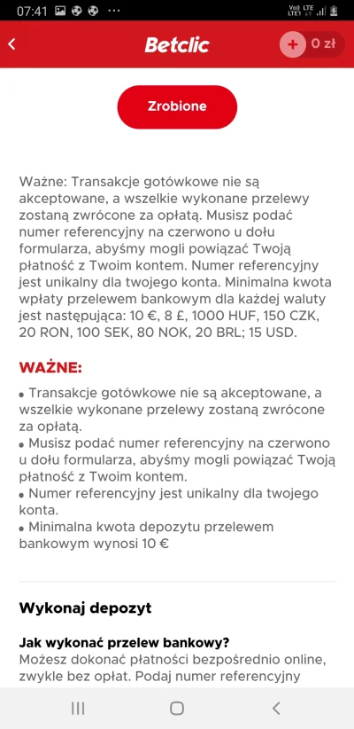 M.....2 - Wpłaciłem wczoraj na betclic 100zl przelewem tradycyjnym/pocztowym. Niestet...