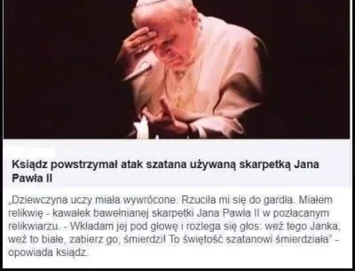 s.....s - Używana skarpetka bojowa JP II
(a po ile taka?)
( ͡º ͜ʖ͡º)

Link do opowiad...